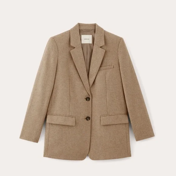 Everlane Women's Oversized Blazer in Wool in Beige Twill, Size 8 - Picture 3 of 4
